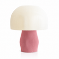 Lampe de table Elio rose, base nervurée en PLA et abat-jour ivoire